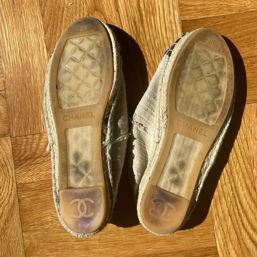 Chanel Espadrilles sz 38 black‎ and cream